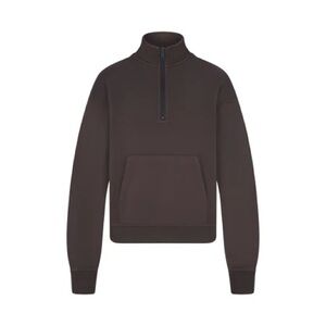 SKIMS Chocolate Brown Half-Zip cropped
